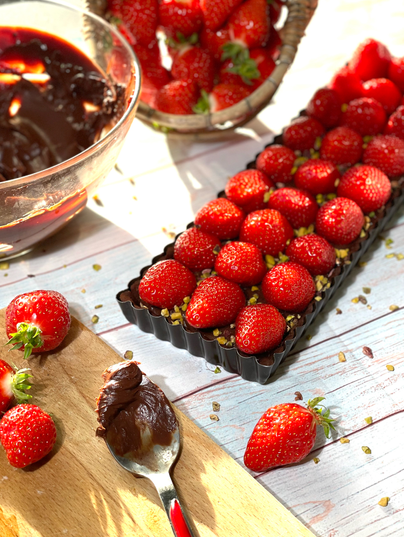tarte gourmande chocolat fraises